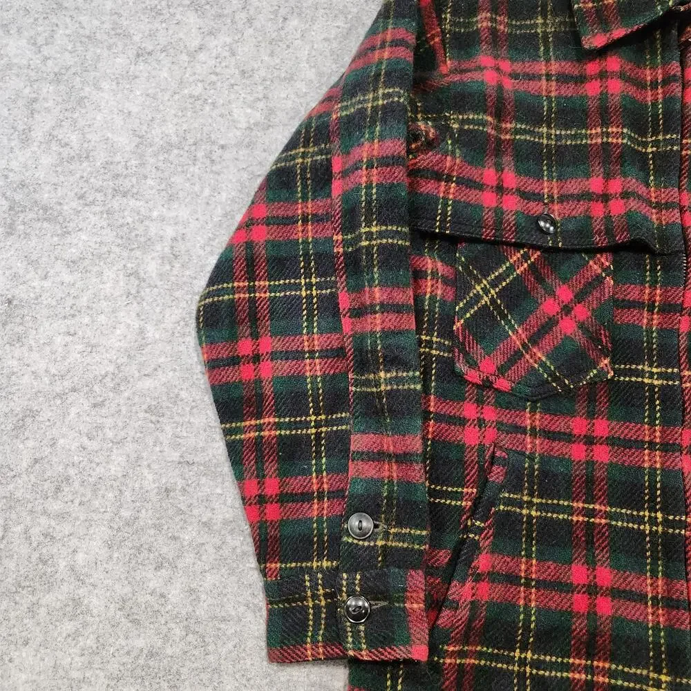 VTG Johnson‎ Woolen Mills Womens 15 Wool Plaid Buffalo Mackinaw Flannel Jacket